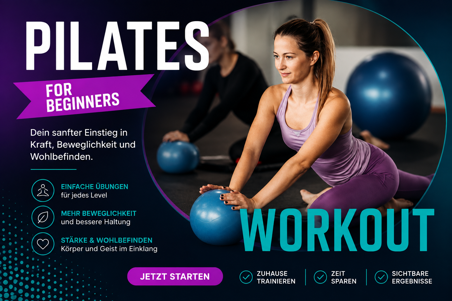 Frau beim Pilates-Training mit Gymnastikbällen